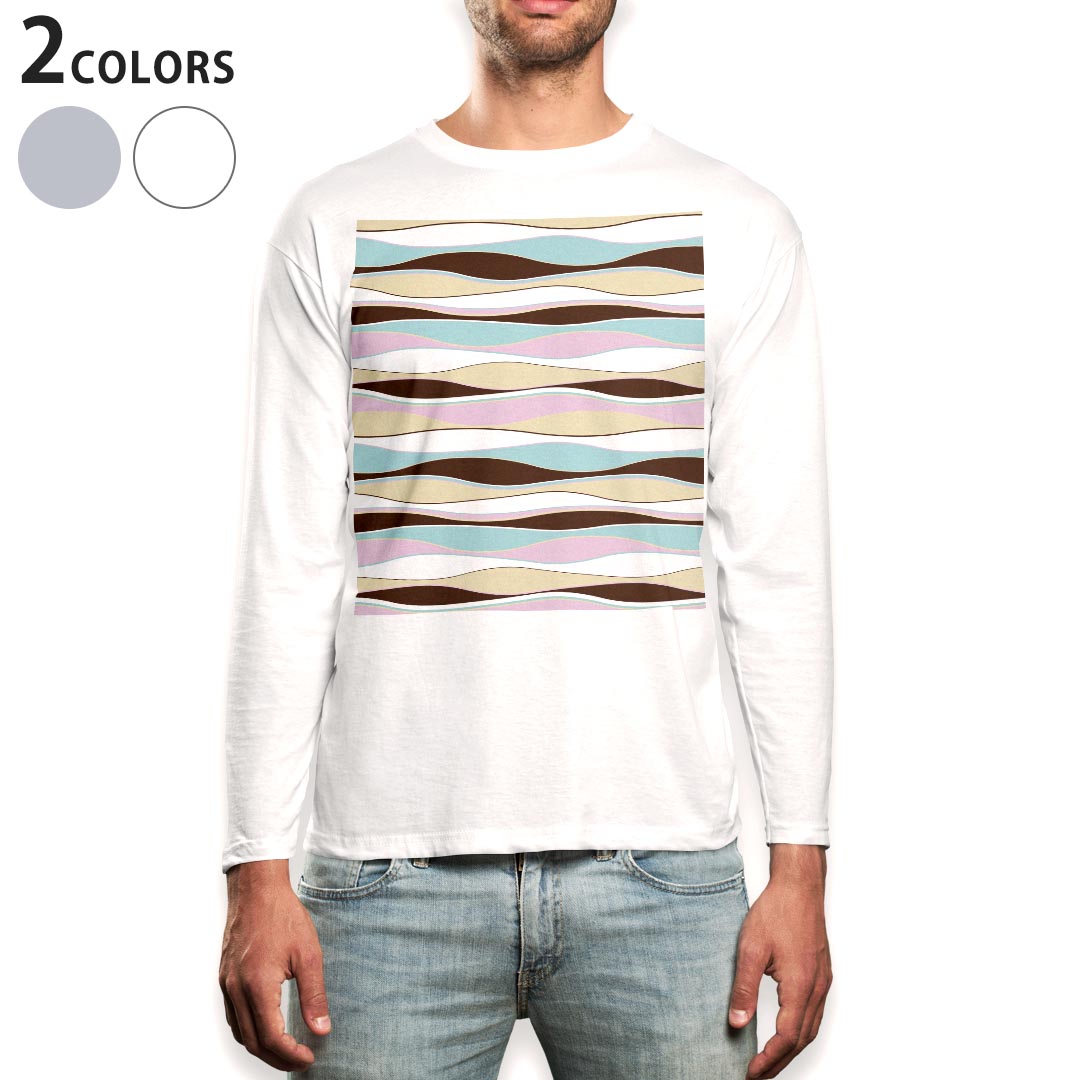 ロング tシャツ メンズ 長袖 ホワイト グレー デザイン XS S M L XL 2XL Tシャツ ティーシャツ T shirt long sleeve 006870 パステル　..