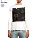 ロング tシャツ メンズ 長袖 ホワイト グレー デザイン XS S M L XL 2XL Tシャツ ティーシャツ T shirt long sleeve 006975 花火 カラフル(4)