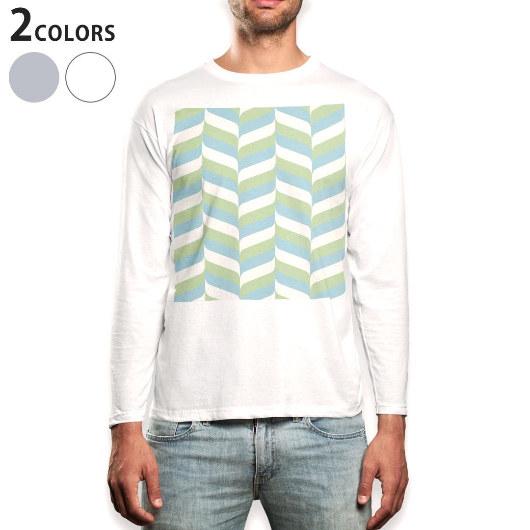 V-Neck - ロング tシャツ メンズ 長袖 ホワイト グレー デザイン XS S M L XL 2XL Tシャツ ティーシャツ T shirt long sleeve 007014 黄緑　水色　模様