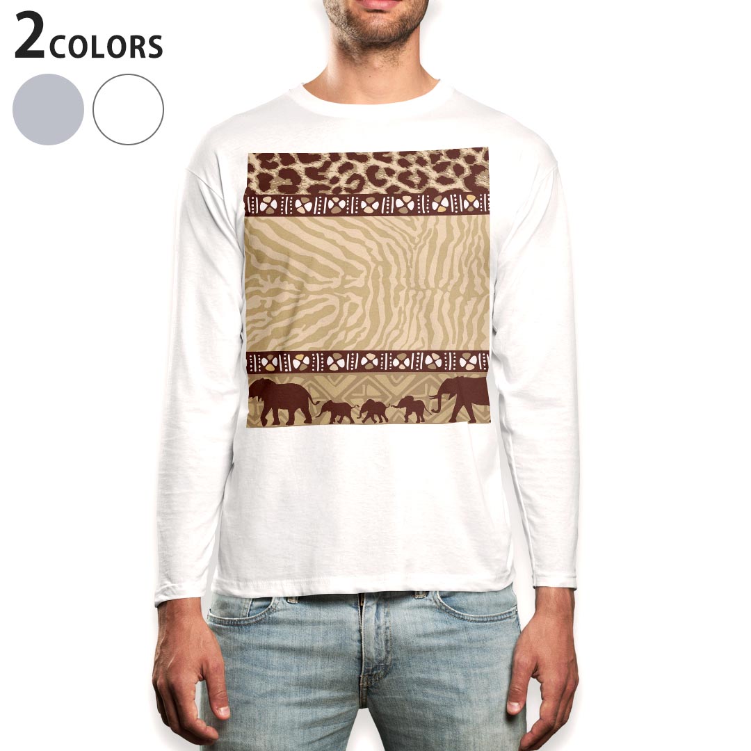 Other - ロング tシャツ メンズ 長袖 ホワイト グレー デザイン XS S M L XL 2XL Tシャツ ティーシャツ T shirt long sleeve 007062 柄　動物　模様