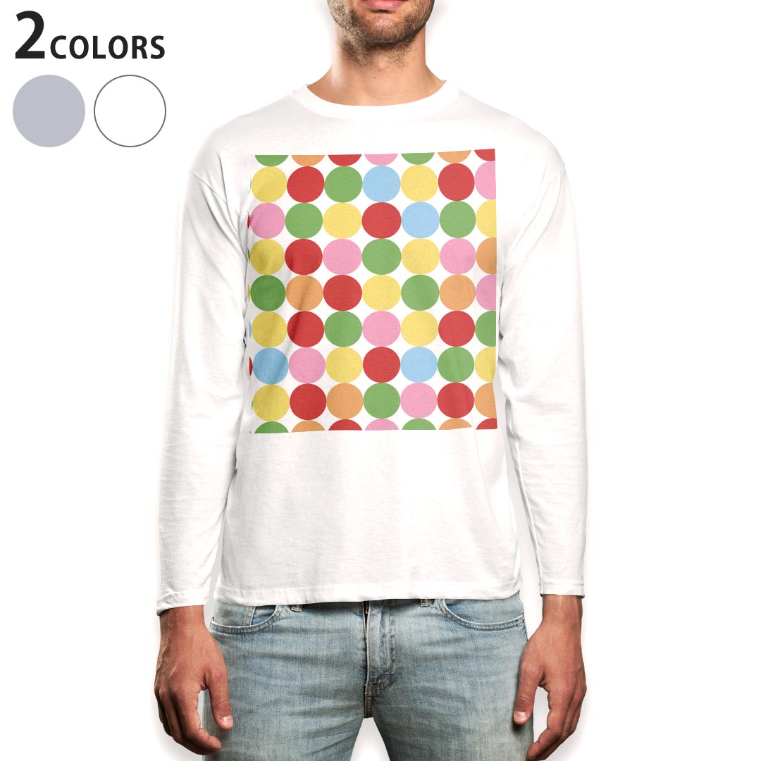Other - ロング tシャツ メンズ 長袖 ホワイト グレー デザイン XS S M L XL 2XL Tシャツ ティーシャツ T shirt long sleeve 007107 カラフル　模様