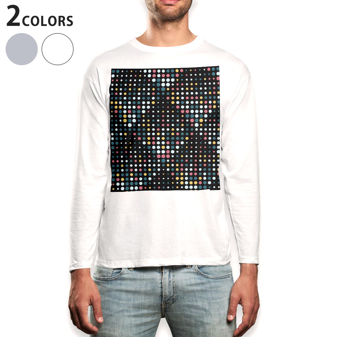Other - ロング tシャツ メンズ 長袖 ホワイト グレー デザイン XS S M L XL 2XL Tシャツ ティーシャツ T shirt long sleeve 007519 ドット　カラフル　黒　ブラック