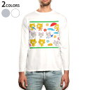 ロング tシャツ メンズ 長袖 ホワイト グレー デザイン XS S M L XL 2XL Tシャツ ティーシャツ T shirt long sleeve 007653 猫 ネズミ イラスト キャラクター