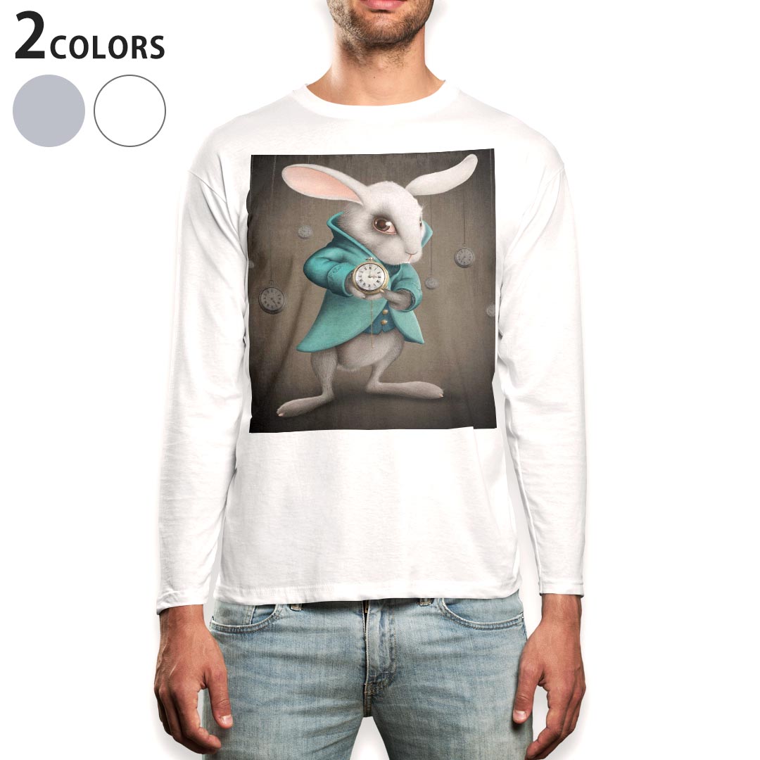 ロング tシャツ メンズ 長袖 ホワイト グレー デザイン XS S M L XL 2XL Tシャツ ...