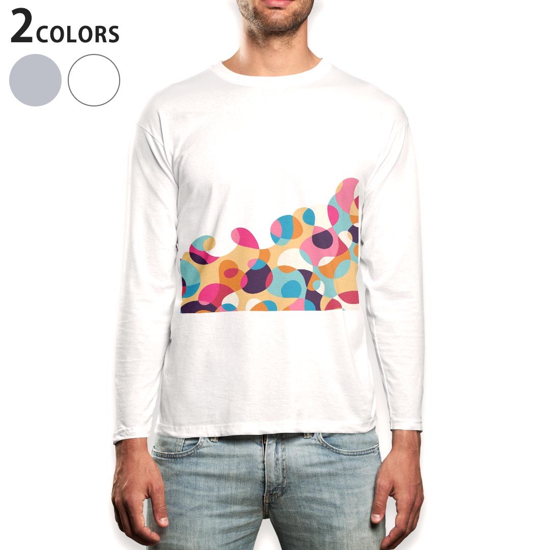 Other - ロング tシャツ メンズ 長袖 ホワイト グレー デザイン XS S M L XL 2XL Tシャツ ティーシャツ T shirt long sleeve 007933 カラフル　模様　ピンク