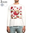 ロング tシャツ メンズ 長袖 ホワイト グレー デザイン XS S M L XL 2XL Tシャツ ティーシャツ T shirt long sleeve 008320 イラスト さくらんぼ チェリー 赤 レッド