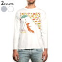 ロング tシャツ メンズ 長袖 ホワイト グレー デザイン XS S M L XL 2XL Tシャツ ティーシャツ T shirt long sleeve 008406 秋 きつね 狐 紅葉