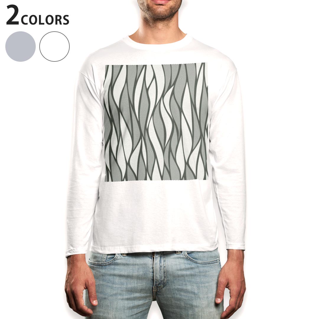 Other - ロング tシャツ メンズ 長袖 ホワイト グレー デザイン XS S M L XL 2XL Tシャツ ティーシャツ T shirt long sleeve 008757 模様　灰色　グレー