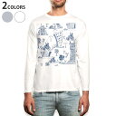 ロング tシャツ メンズ 長袖 ホワイト グレー デザイン XS S M L XL 2XL Tシャツ ティーシャツ T shirt long sleeve 008777 イラスト 自転車 青 ブルー