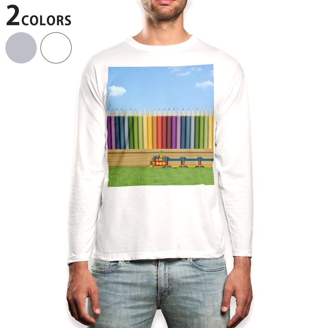 Other - ロング tシャツ メンズ 長袖 ホワイト グレー デザイン XS S M L XL 2XL Tシャツ ティーシャツ T shirt long sleeve 008892 カラフル　イラスト　おもちゃ