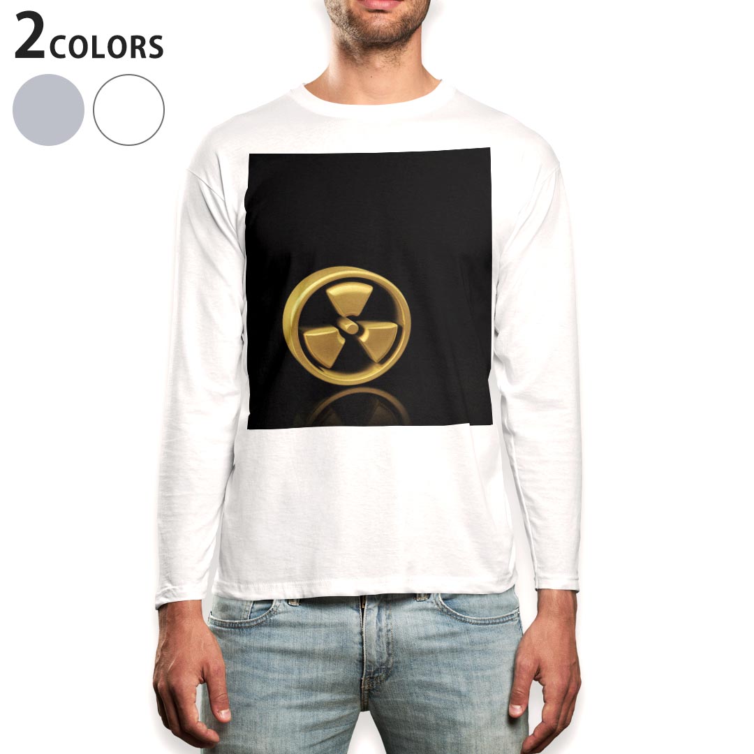 ロング tシャツ メンズ 長袖 ホワイト グレー デザイン XS S M L XL 2XL Tシャツ ティーシャツ T shirt long sleeve 008917 黒 ブラック マーク