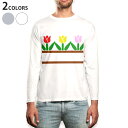 ロング tシャツ メンズ 長袖 ホワイト グレー デザイン XS S M L XL 2XL Tシャツ ティーシャツ T shirt long sleeve 009292 チューリップ