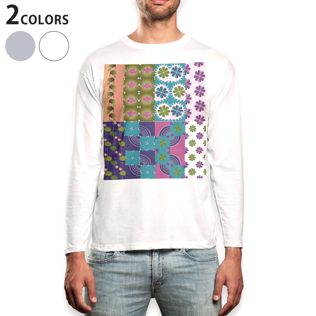 ロング tシャツ メンズ 長袖 ホワイト グレー デザイン XS S M L XL 2XL Tシャツ ティーシャツ T shirt..