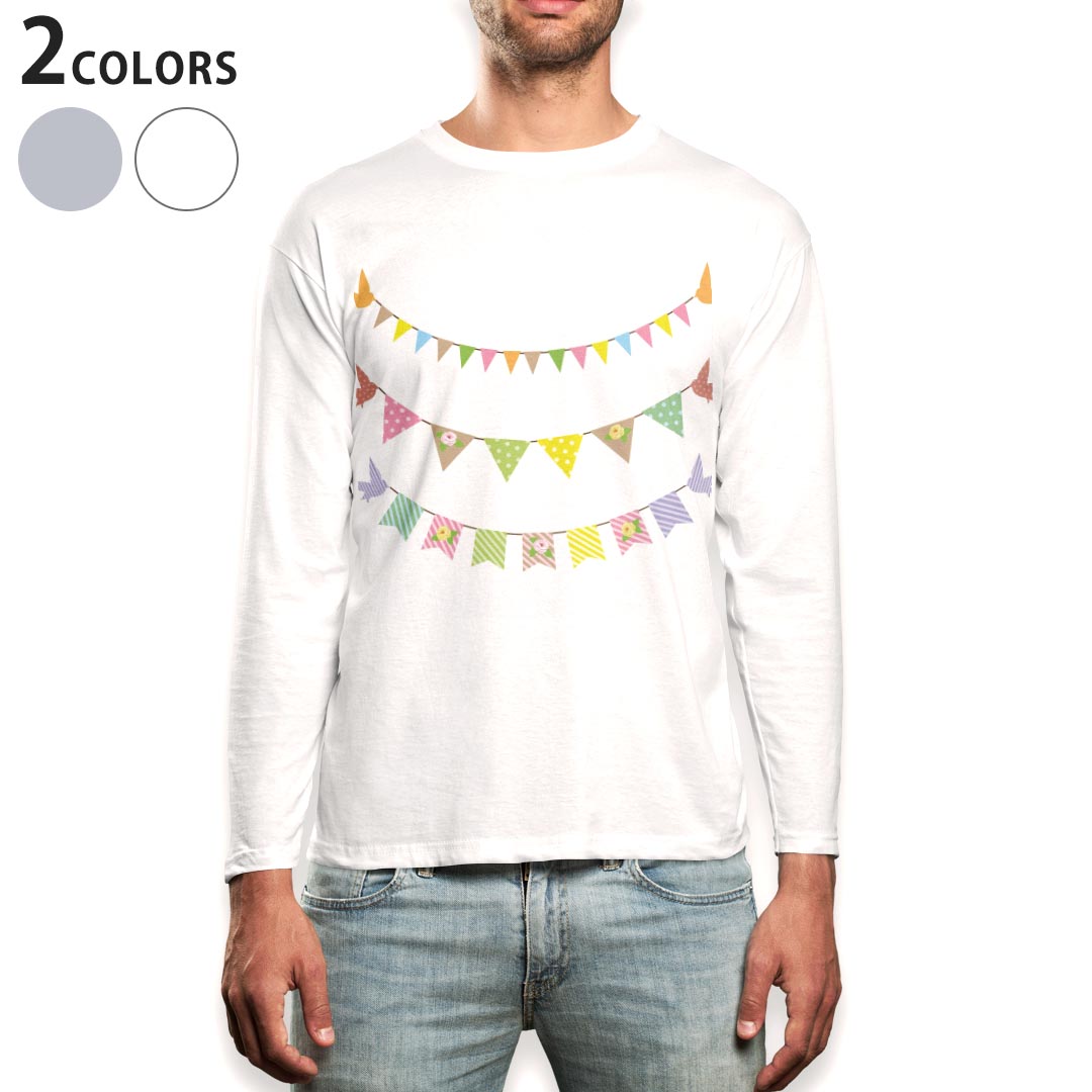 Rakuten - ロング tシャツ メンズ 長袖 ホワイト グレー デザイン XS S M L XL 2XL Tシャツ ティーシャツ T shirt long sleeve 009398 フラワー　鳥　水玉