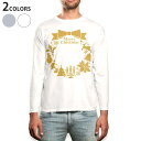 ロング tシャツ メンズ 長袖 ホワイト グレー デザイン XS S M L XL 2XL Tシャツ ティーシャツ T shirt long sleeve 009436 クリスマス　ゴールド　リボン