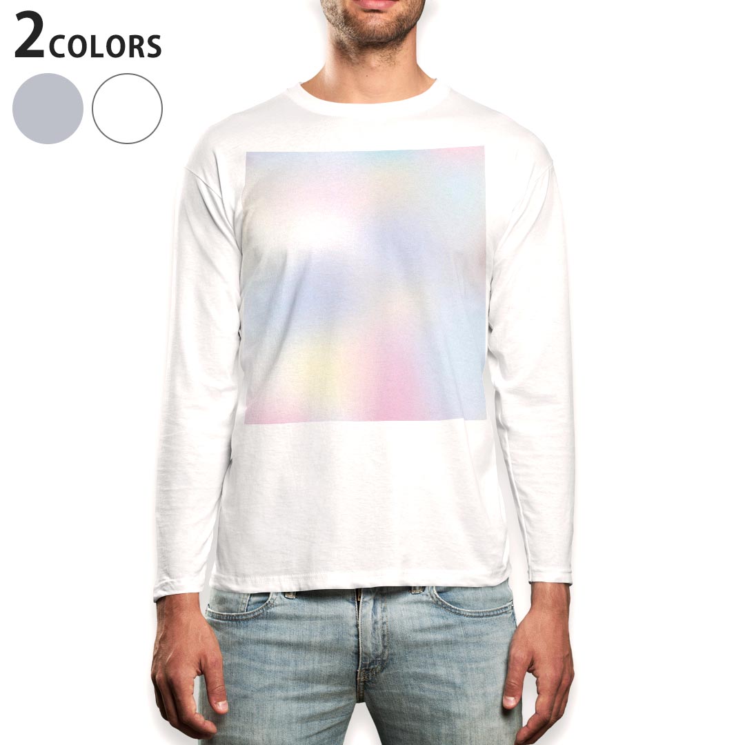 ロング tシャツ メンズ 長袖 ホワイト グレー デザイン XS S M L XL 2XL Tシャツ ティーシャツ T shirt long sleeve 009634 水彩 ピンク 青