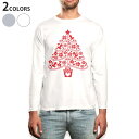 ロング tシャツ メンズ 長袖 ホワイト グレー デザイン XS S M L XL 2XL Tシャツ ティーシャツ T shirt long sleeve 009717 クリスマス ツリー 赤