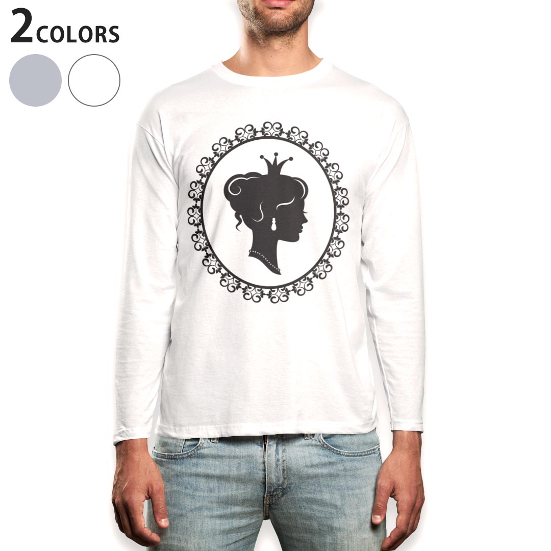 ロング tシャツ メンズ 長袖 ホワイト グレー デザイン XS S M L XL 2XL Tシャツ ティーシャツ T shirt long sleeve 009790 人物 モノクロ アンティーク