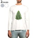 ロング tシャツ メンズ 長袖 ホワイト グレー デザイン XS S M L XL 2XL Tシャツ ティーシャツ T shirt long sleeve 009841 クリスマス ツリー 緑