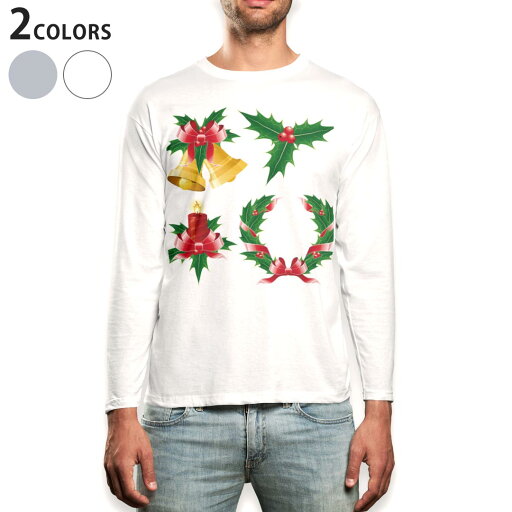 ロング tシャツ メンズ 長袖 ホワイト グレー デザイン XS S M L XL 2XL Tシャツ ティーシャツ T shirt long sleeve 009935 クリスマス リース リボン ロング tシャツ メンズ 長袖 ホワイト グレー デザイン XS S M L XL 2XL Tシャツ ティーシャツ T shirt long sleeve 009935 クリスマス リース リボン
