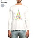 ロング tシャツ メンズ 長袖 ホワイト グレー デザイン XS S M L XL 2XL Tシャツ ティーシャツ T shirt long sleeve 009954 クリスマス ツリー 星