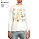 ロング tシャツ メンズ 長袖 ホワイト グレー デザイン XS S M L XL 2XL Tシャツ ティーシャツ T shirt long sleeve 009956 クリスマス ツリー 雪