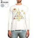 ロング tシャツ メンズ 長袖 ホワイト グレー デザイン XS S M L XL 2XL Tシャツ ティーシャツ T shirt long sleeve 009957 クリスマス ツリー リース