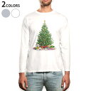 ロング tシャツ メンズ 長袖 ホワイト グレー デザイン XS S M L XL 2XL Tシャツ ティーシャツ T shirt long sleeve 009987 クリスマス ツリー プレゼント