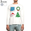 ロング tシャツ メンズ 長袖 ホワイト グレー デザイン XS S M L XL 2XL Tシャツ ティーシャツ T shirt long sleeve 009988 クリスマス ツリー サンタ