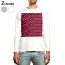 ロング tシャツ メンズ 長袖 ホワイト グレー デザイン XS S M L XL 2XL Tシャツ ティーシャツ T shirt long sleeve 010145 模様　赤　黒