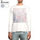 ロング tシャツ メンズ 長袖 ホワイト グレー デザイン XS S M L XL 2XL Tシャツ ティーシャツ T shirt long sleeve 010338 アジアン 模様 パステル(4)