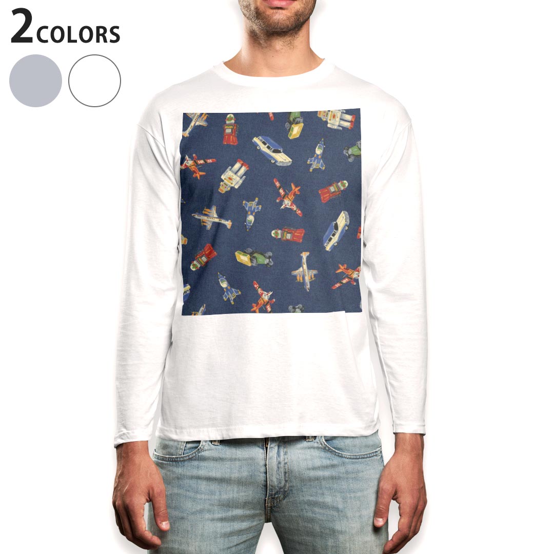 ロング tシャツ メンズ 長袖 ホワイト グレー デザイン XS S M L XL 2XL Tシャツ ティーシャツ T shirt long sleeve 010454 おもちゃ　..