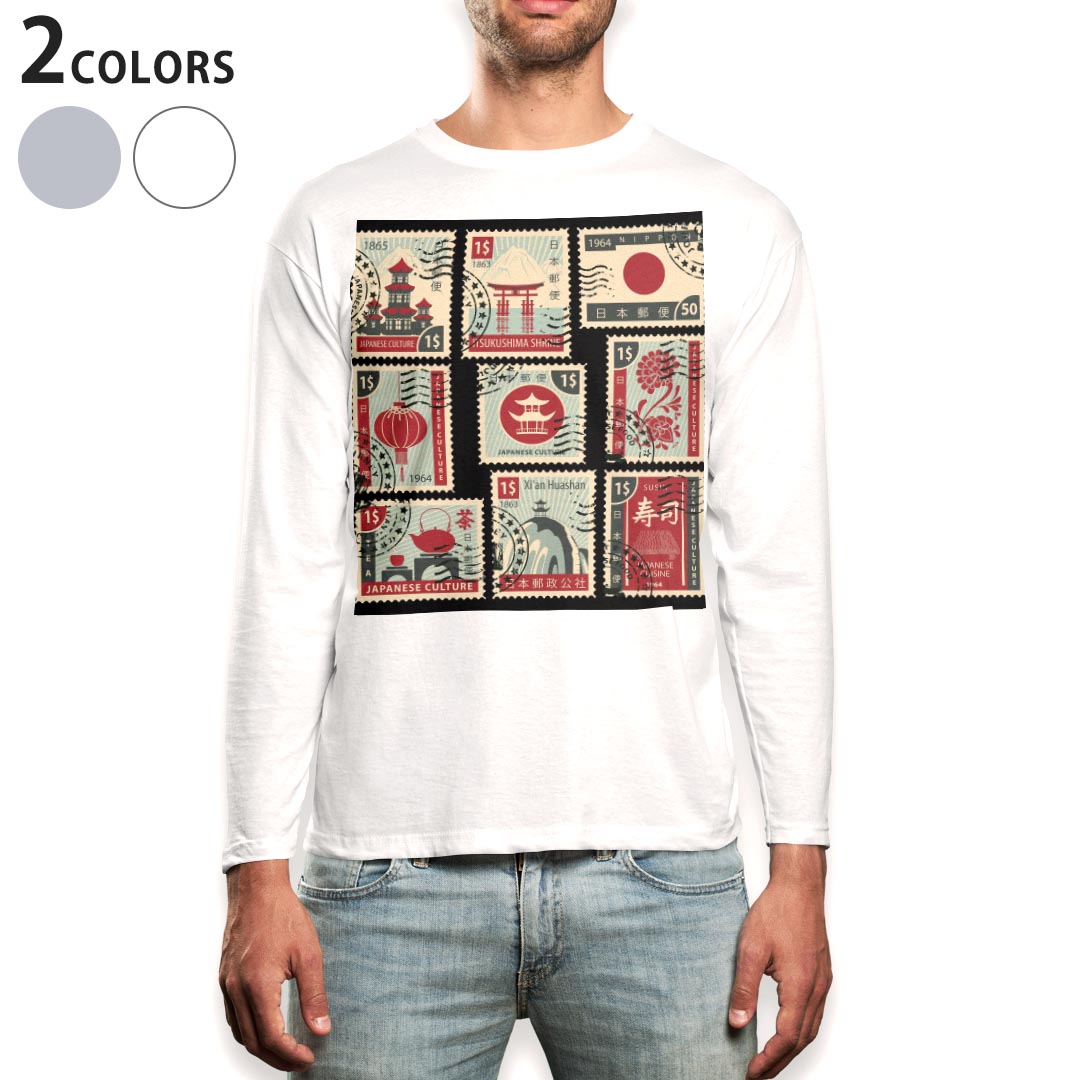 ロング tシャツ メンズ 長袖 ホワイト グレー デザイン XS S M L XL 2XL Tシャツ ティーシャツ T shirt..
