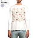 ロング tシャツ メンズ 長袖 ホワイト グレー デザイン XS S M L XL 2XL Tシャツ ティーシャツ T shirt long sleeve 010722 動物 きつね イラスト くま(4)