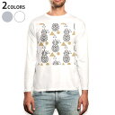 ロング tシャツ メンズ 長袖 ホワイト グレー デザイン XS S M L XL 2XL Tシャツ ティーシャツ T shirt long sleeve 010741 パイナップル 白 黒