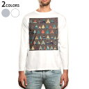 ロング tシャツ メンズ 長袖 ホワイト グレー デザイン XS S M L XL 2XL Tシャツ ティーシャツ T shirt long sleeve 010773 模様 テント 茶色