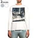 ロング tシャツ メンズ 長袖 ホワイト グレー デザイン XS S M L XL 2XL Tシャツ ティーシャツ T shirt long sleeve 010828 自転車 写真 黄色