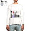 ロング tシャツ メンズ 長袖 ホワイト グレー デザイン XS S M L XL 2XL Tシャツ ティーシャツ T shirt long sleeve 010913 メイク 口紅 化粧