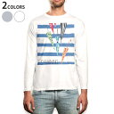 ロング tシャツ メンズ 長袖 ホワイト グレー デザイン XS S M L XL 2XL Tシャツ ティーシャツ T shirt long sleeve 011166 傘 ボーダー 青(4)