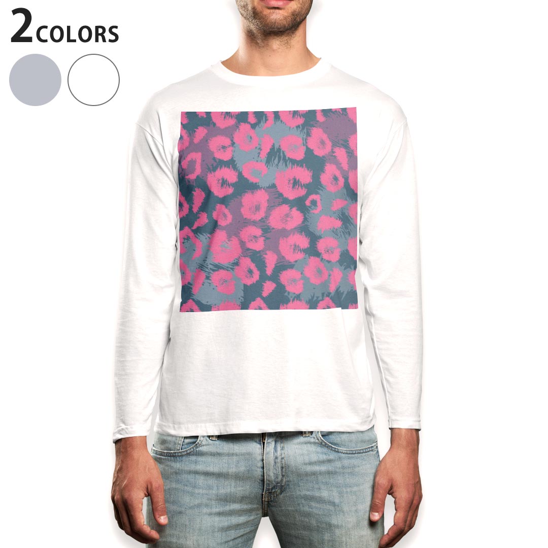 Other - ロング tシャツ メンズ 長袖 ホワイト グレー デザイン XS S M L XL 2XL Tシャツ ティーシャツ T shirt long sleeve 011189 ヒョウ柄　ピンク