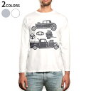 ロング tシャツ メンズ 長袖 ホワイト グレー デザイン XS S M L XL 2XL Tシャツ ティーシャツ T shirt long sleeve 011204 車 乗り物 レトロ(4)