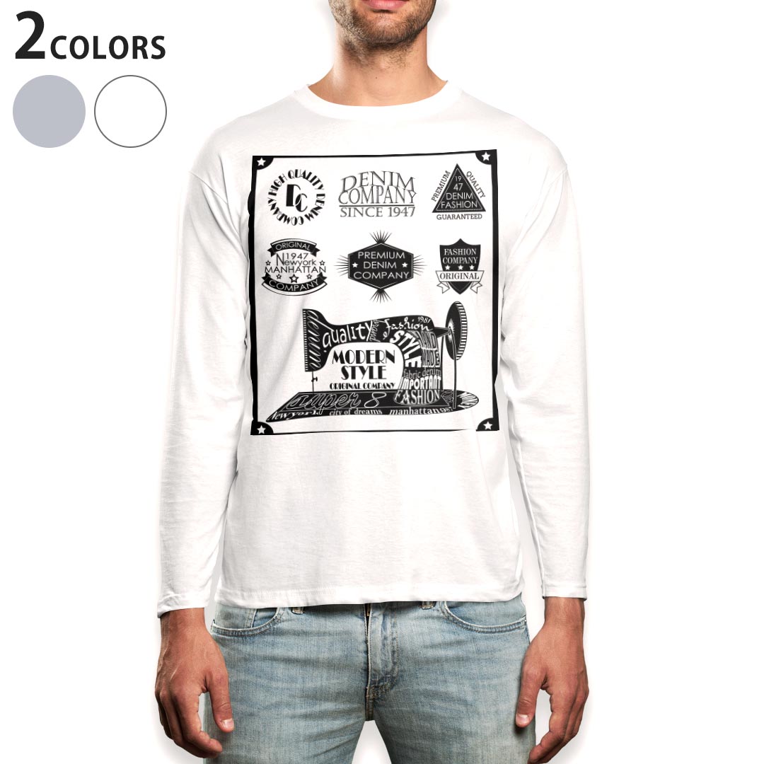 ロング tシャツ メンズ 長袖 ホワイト グレー デザイン XS S M L XL 2XL Tシャツ ティーシャツ T shirt..
