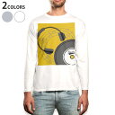 ロング tシャツ メンズ 長袖 ホワイト グレー デザイン XS S M L XL 2XL Tシャツ ティーシャツ T shirt long sleeve 011394 音楽 ヘッドホン ミュージック