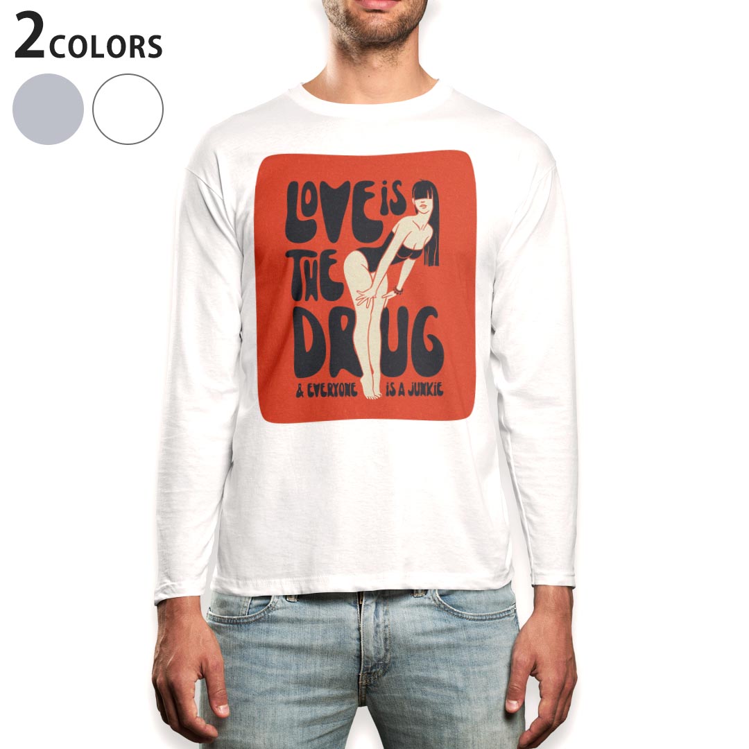 ロング tシャツ メンズ 長袖 ホワイト グレー デザイン XS S M L XL 2XL Tシャツ ティーシャツ T shirt long sleeve 012074 女性　セク..