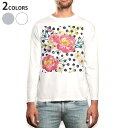 ロング tシャツ メンズ 長袖 ホワイト グレー デザイン XS S M L XL 2XL Tシャツ ティーシャツ T shirt long sleeve 012163 花 ドット ピンク(4)