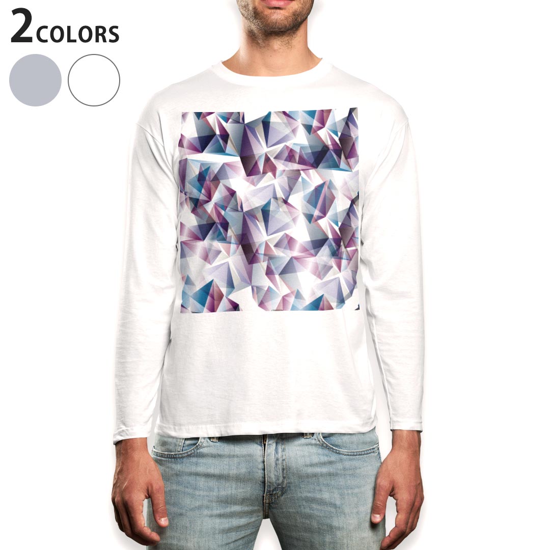 ロング tシャツ メンズ 長袖 ホワイト グレー デザイン XS S M L XL 2XL Tシャツ ティーシャツ T shirt long sleeve 012258 模様 柄 おしゃれ