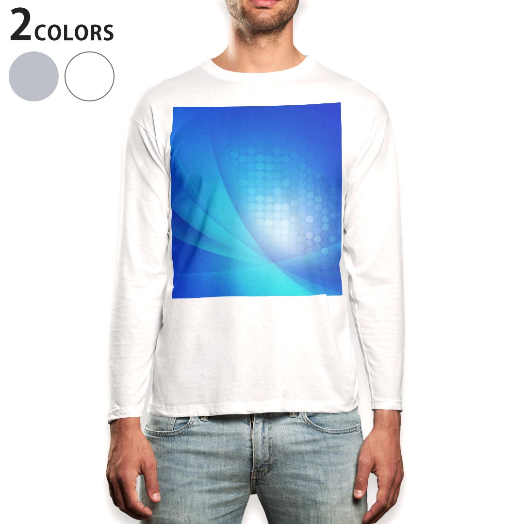 ロング tシャツ メンズ 長袖 ホワイト グレー デザイン XS S M L XL 2XL Tシャツ ティーシャツ T shirt long sleeve 012298 青 シンプル グラデーション
