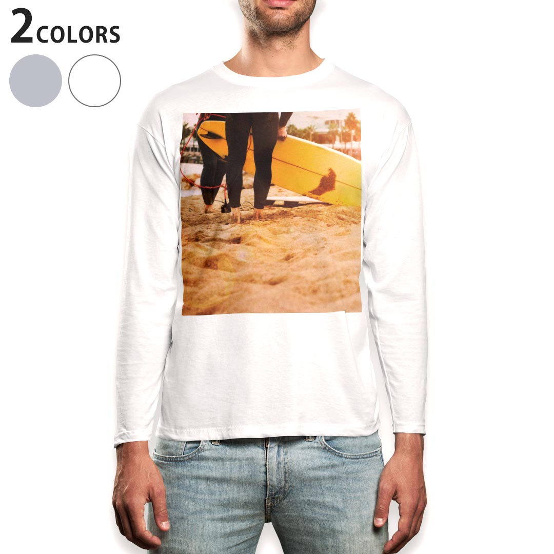 ロングtシャツメンズ長袖ホワイトグ...