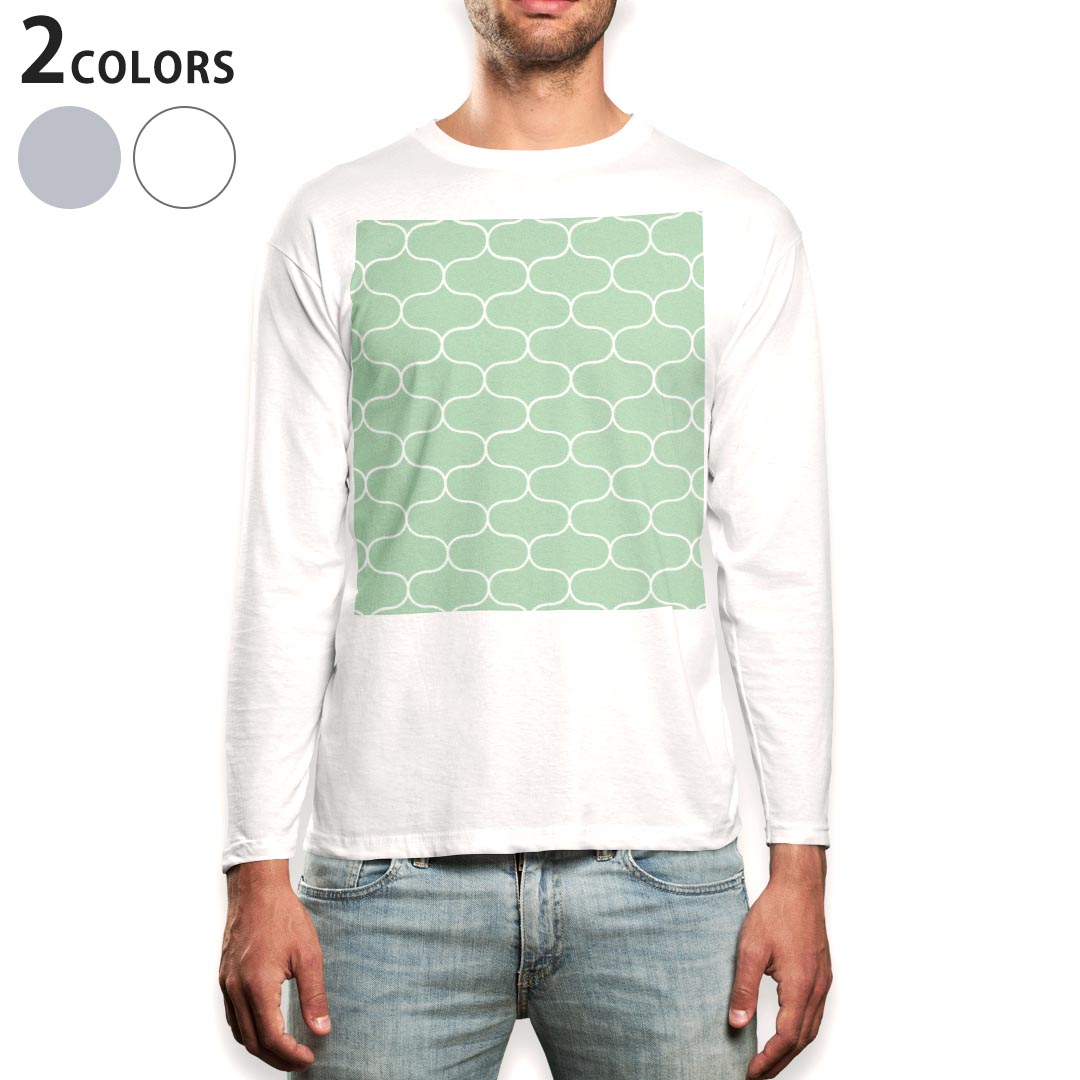 Zip Up - ロング tシャツ メンズ 長袖 ホワイト グレー デザイン XS S M L XL 2XL Tシャツ ティーシャツ T shirt long sleeve 012559 模様　柄　緑
