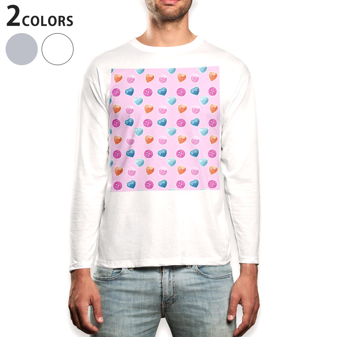 ロング tシャツ メンズ 長袖 ホワイト グレー デザイン XS S M L XL 2XL Tシャツ ティーシャツ T shirt long sleeve 012587 ハート ポップ かわいい
